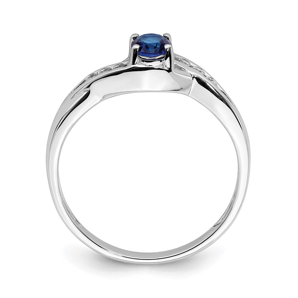 14k White Gold Oval Sapphire Real Diamond Ring