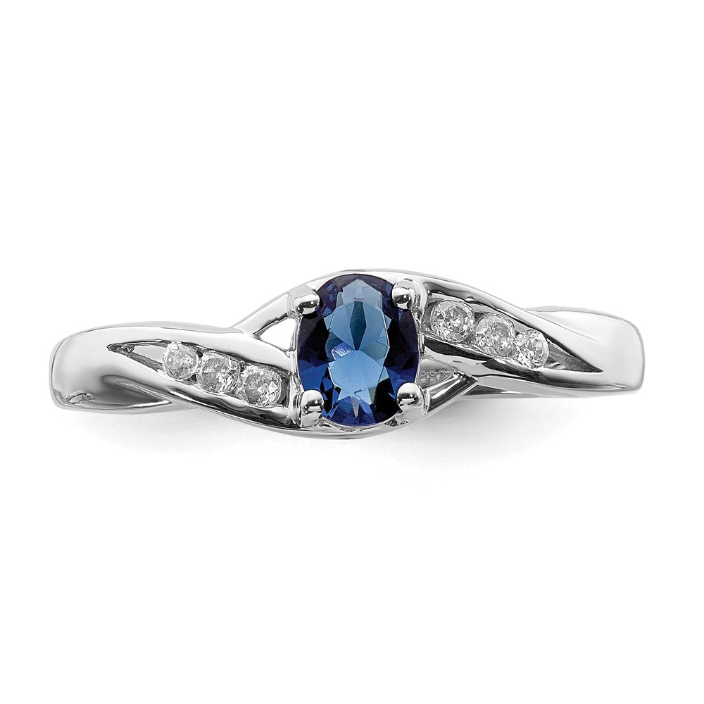 14k White Gold Oval Sapphire Real Diamond Ring