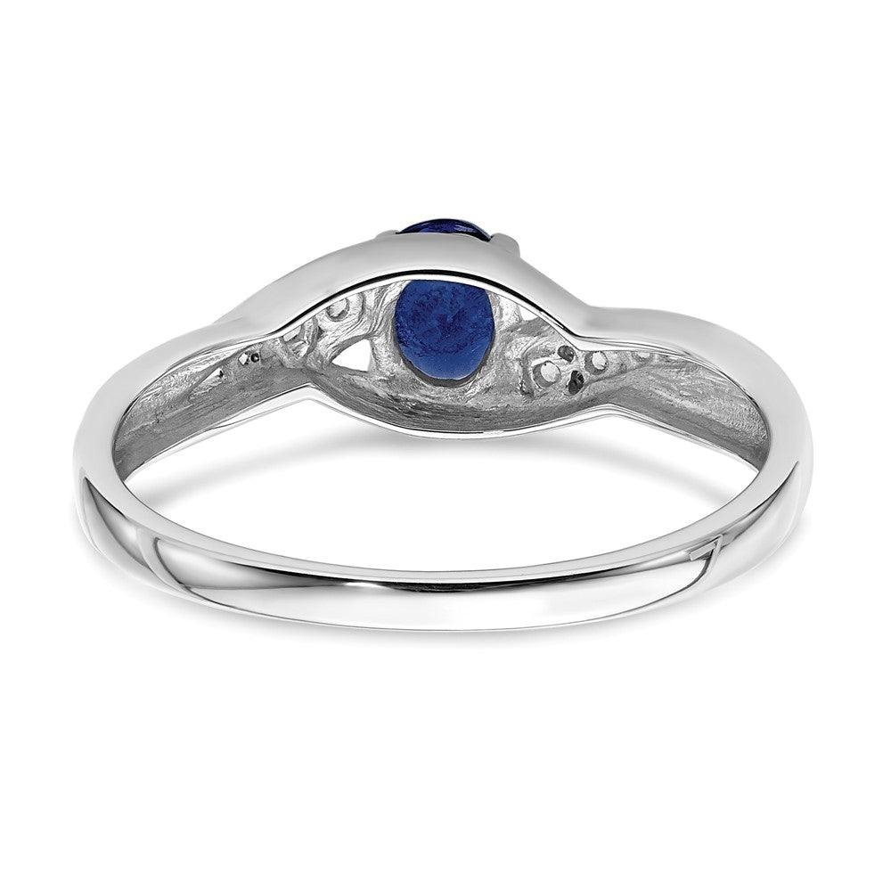 14k White Gold Oval Sapphire Real Diamond Ring