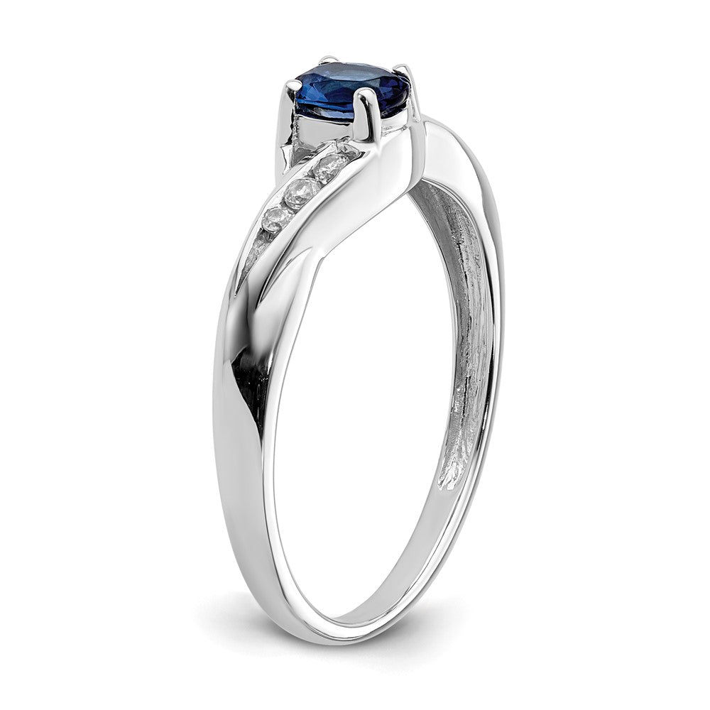 14k White Gold Oval Sapphire Real Diamond Ring