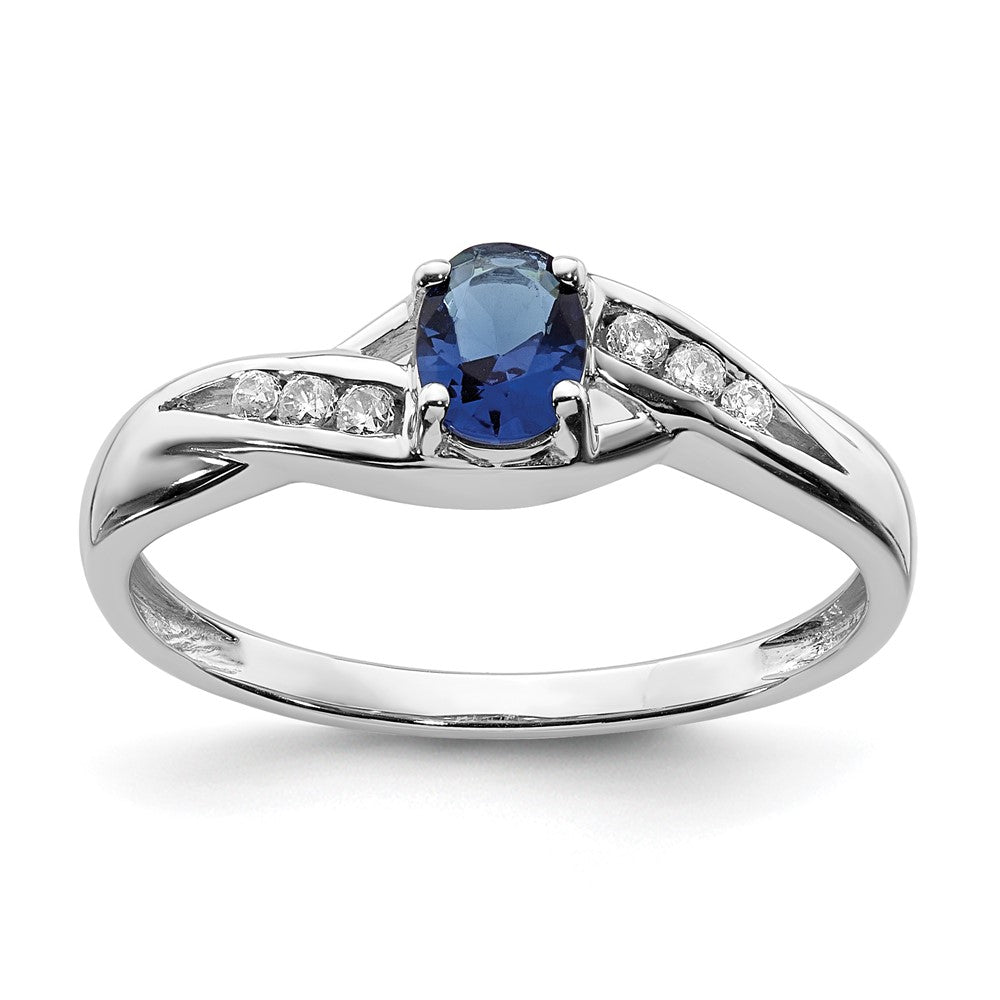 14k White Gold Oval Sapphire Real Diamond Ring