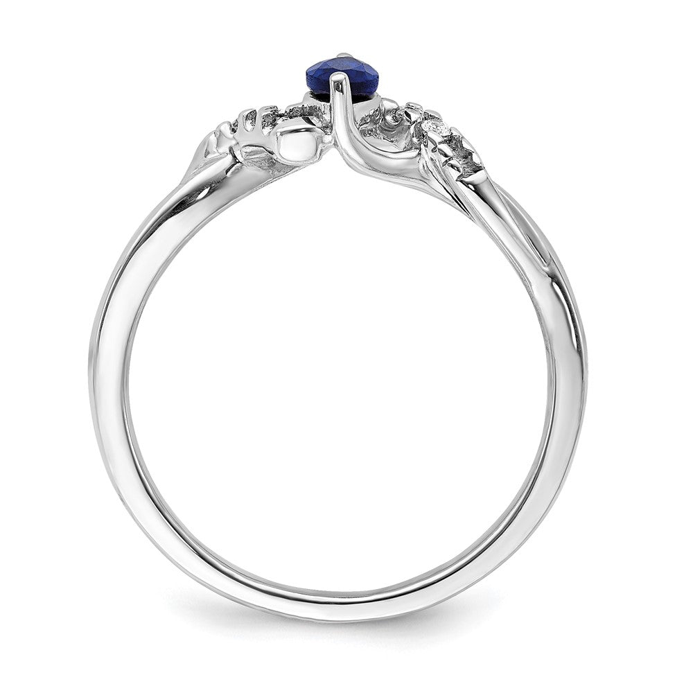 14k White Gold Real Diamond and Marquise Sapphire Ring