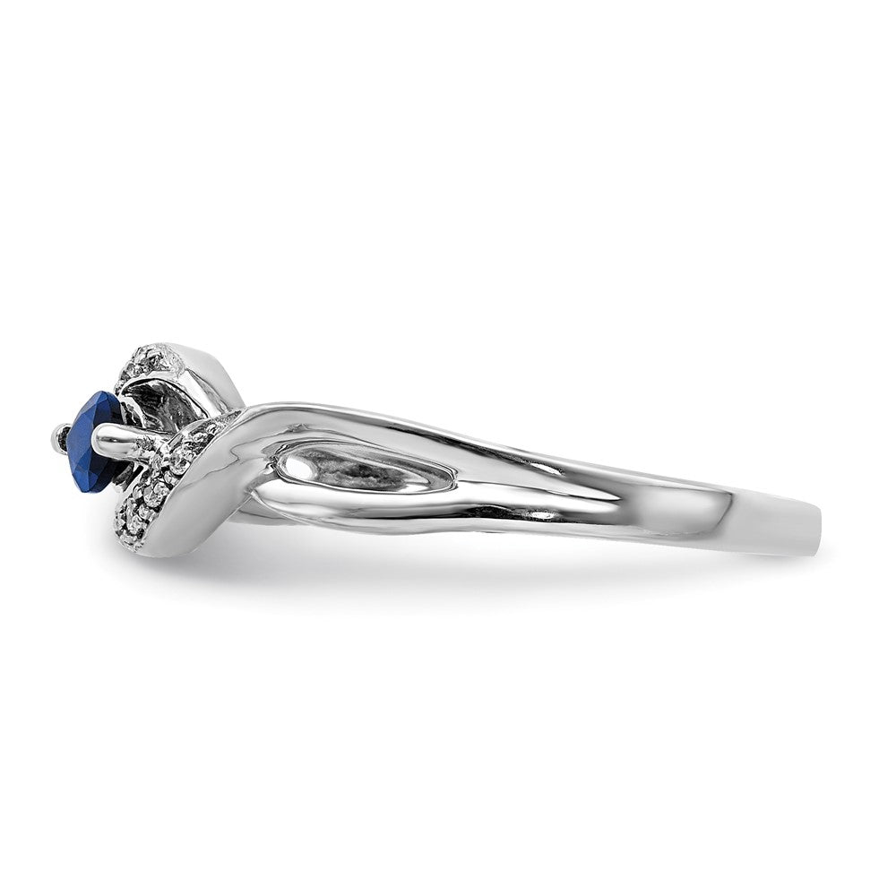 14k White Gold Real Diamond and Marquise Sapphire Ring