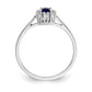 Solid 14k White Gold Simulated CZ and Oval Sapphire Halo Ring