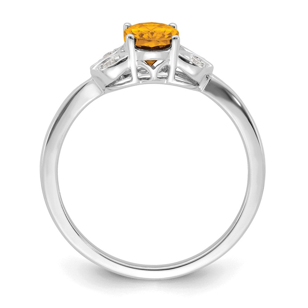 14k White Gold Citrine and Real Diamond Ring