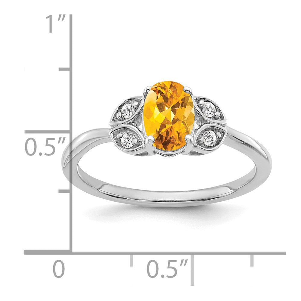 14k White Gold Citrine and Real Diamond Ring