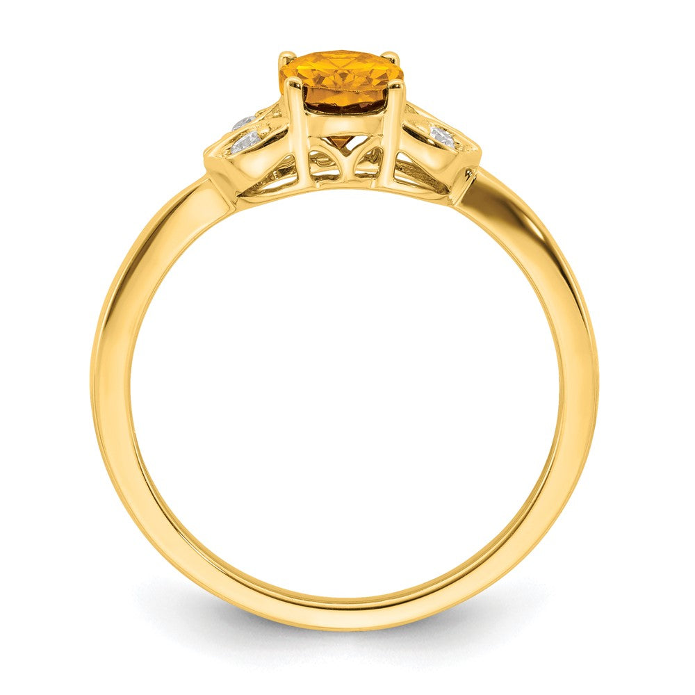 14K Yellow Gold Citrine and Real Diamond Ring