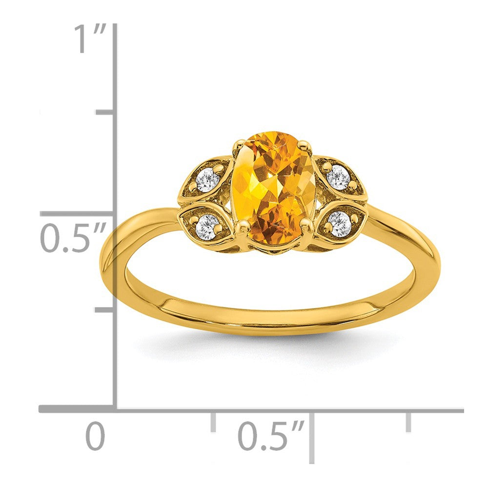 14K Yellow Gold Citrine and Real Diamond Ring