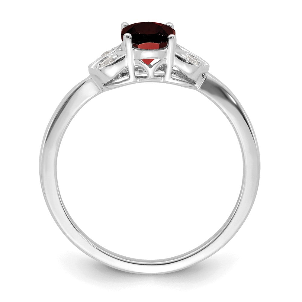 14k White Gold Garnet and Real Diamond Ring