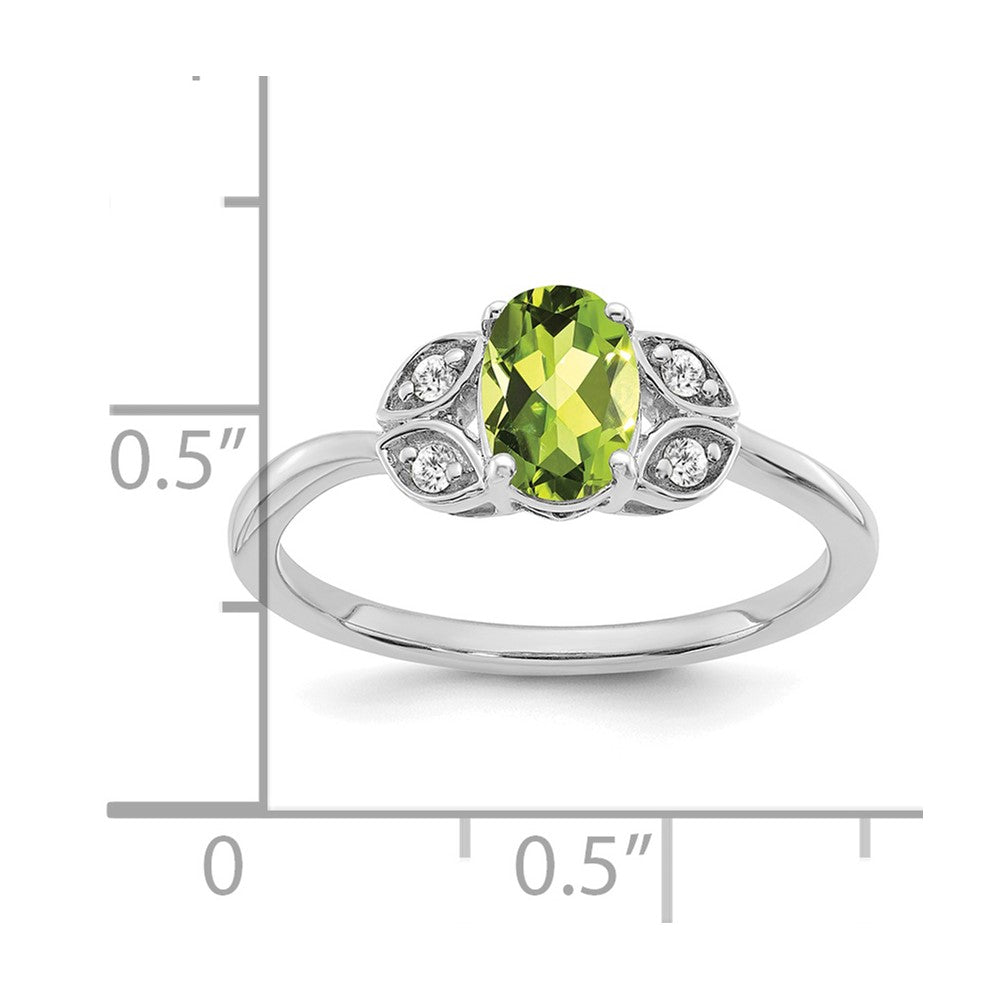 Solid 14k White Gold Simulated Peridot and CZ Ring