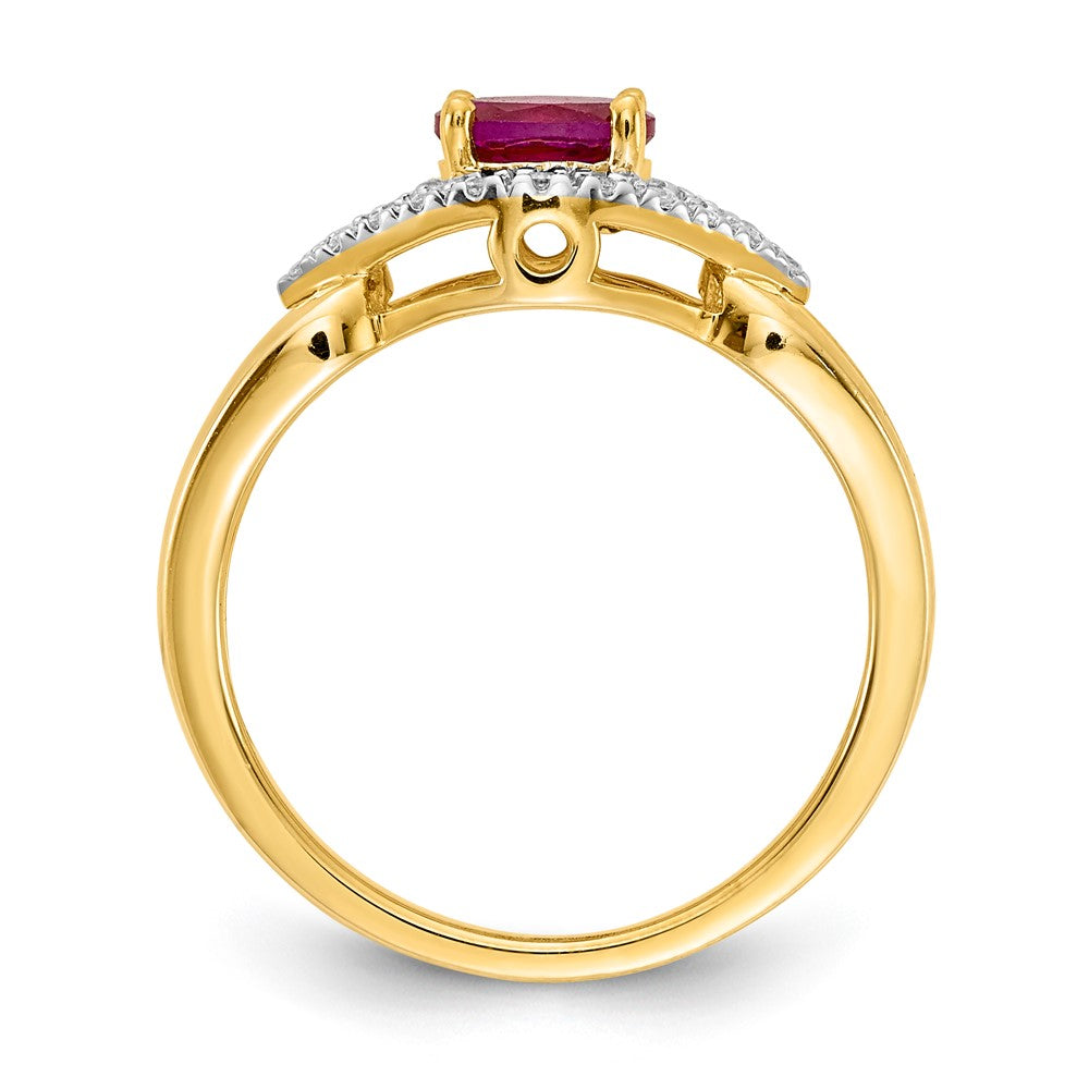 14K Yellow Gold Real Diamond and Ruby Ring