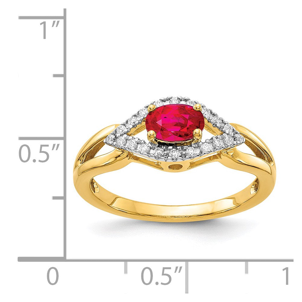 14K Yellow Gold Real Diamond and Ruby Ring