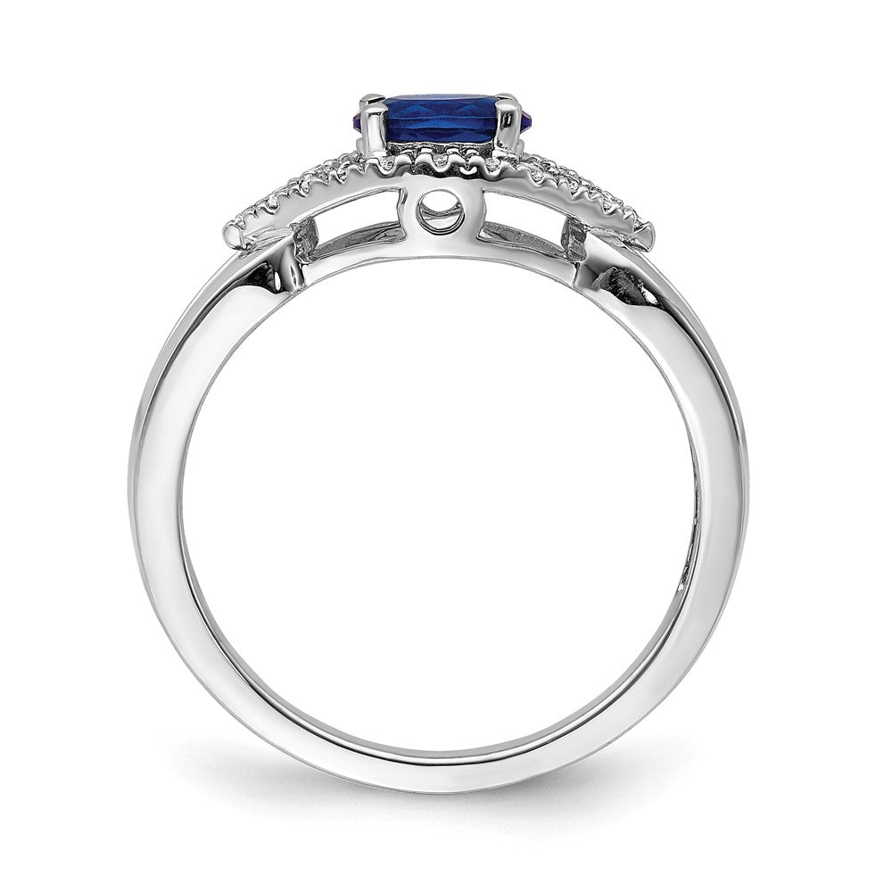 14k White Gold Real Diamond and Sapphire Ring