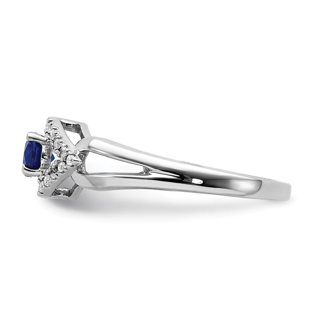 14k White Gold Real Diamond and Sapphire Ring