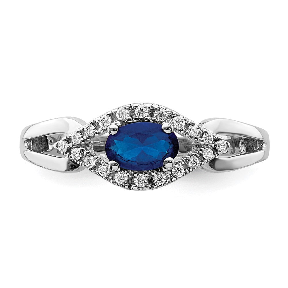 14k White Gold Real Diamond and Sapphire Ring