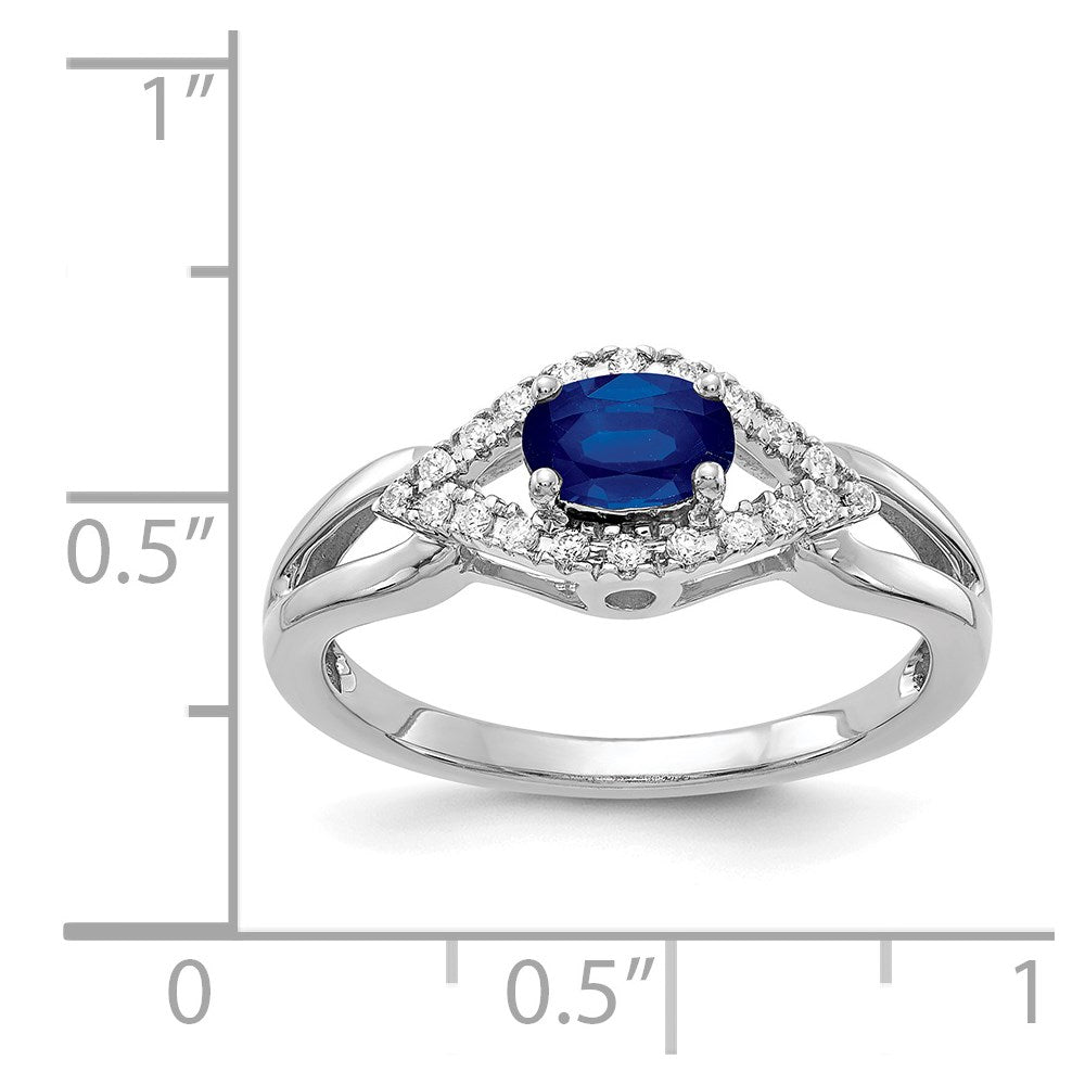 14k White Gold Real Diamond and Sapphire Ring