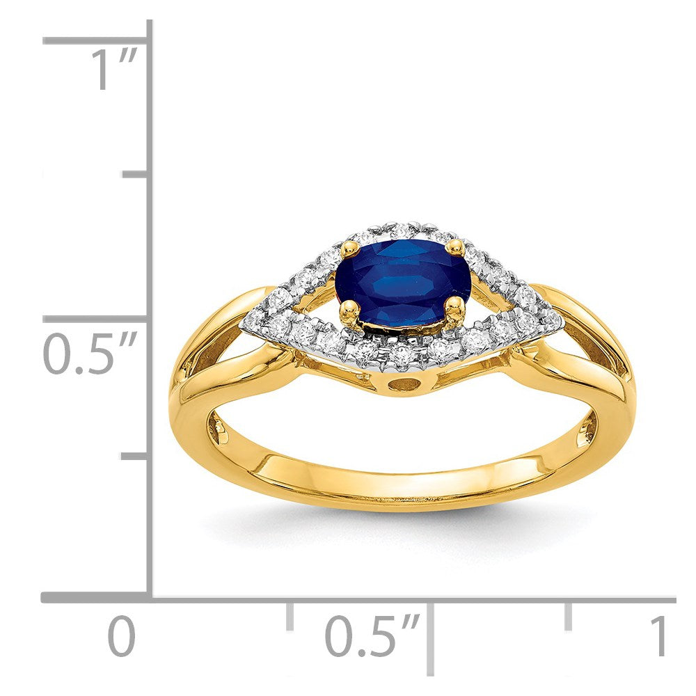 14K Yellow Gold Real Diamond and Sapphire Ring