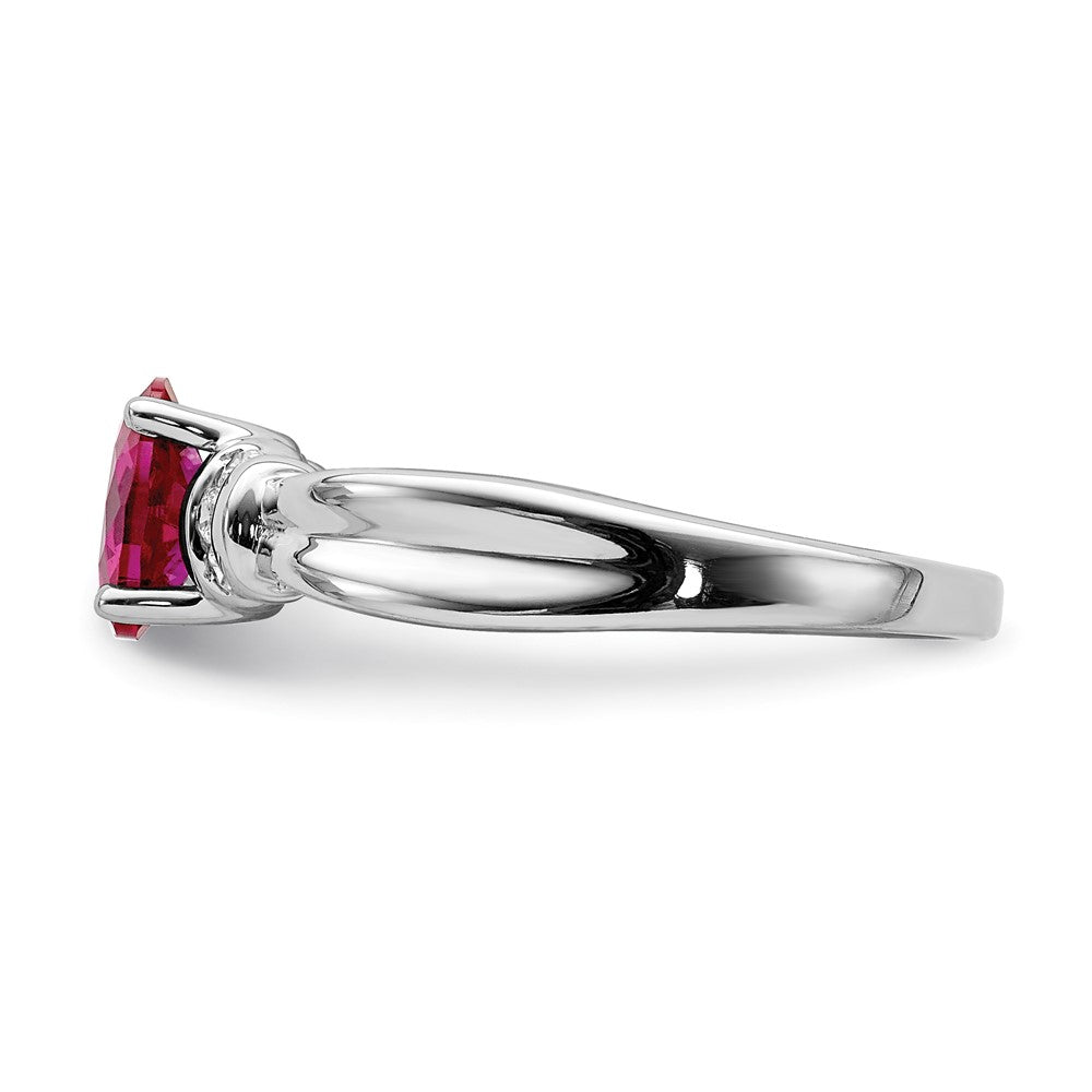 14k White Gold Real Diamond and Oval Ruby Ring