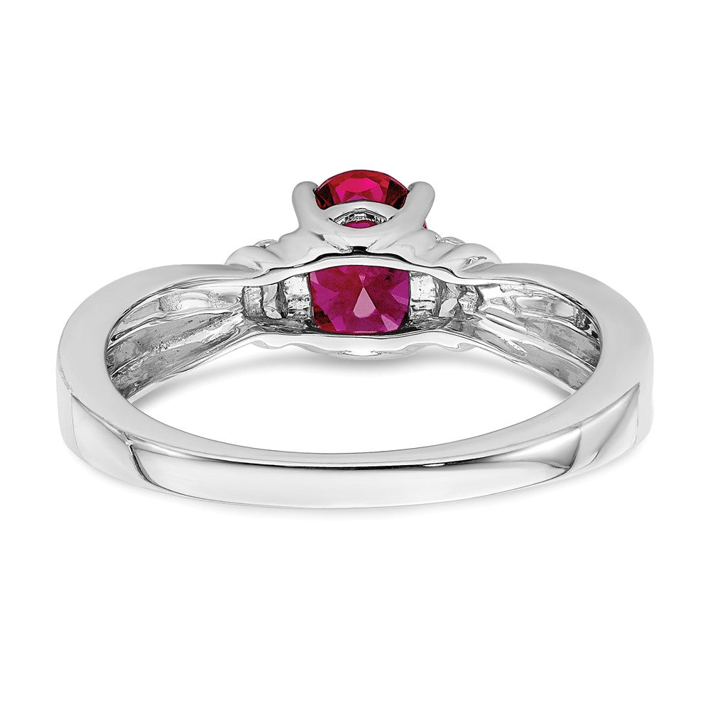 14k White Gold Real Diamond and Oval Ruby Ring