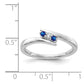 Solid 14k White Gold Simulated CZ and Sapphire 3-stone Ring