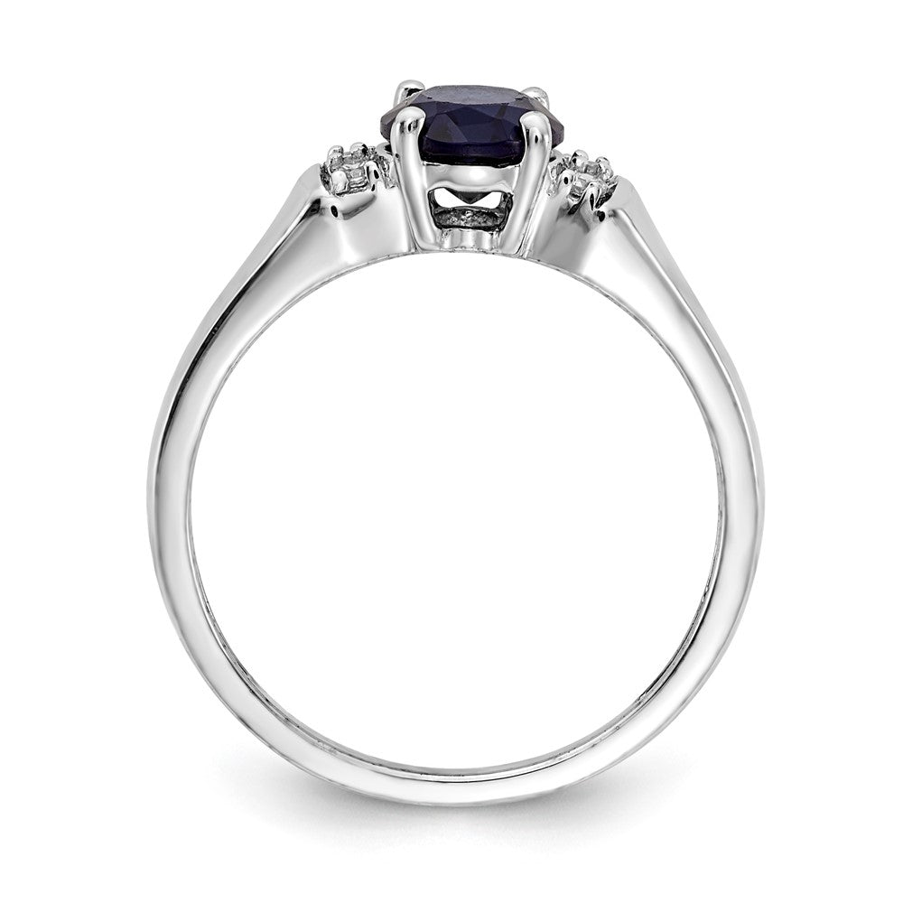 14K White Gold Real Diamond & Sapphire Ring