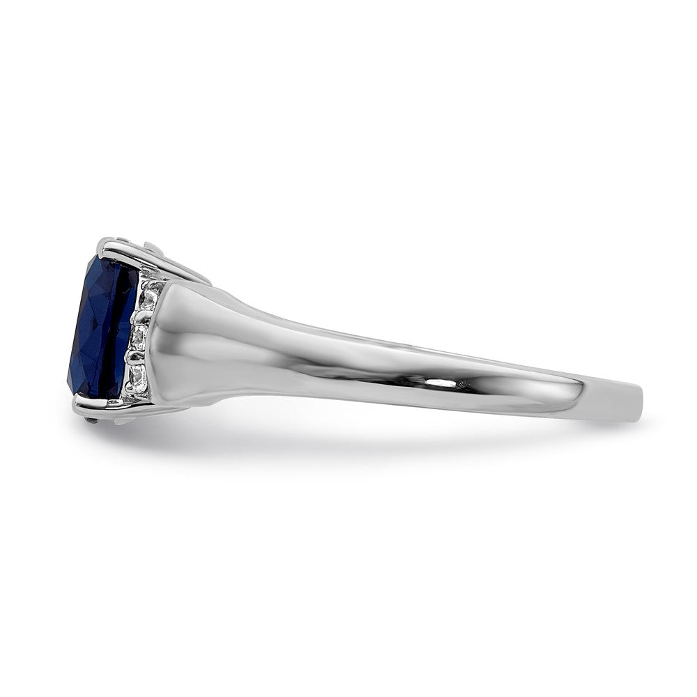 14K White Gold Real Diamond & Sapphire Ring