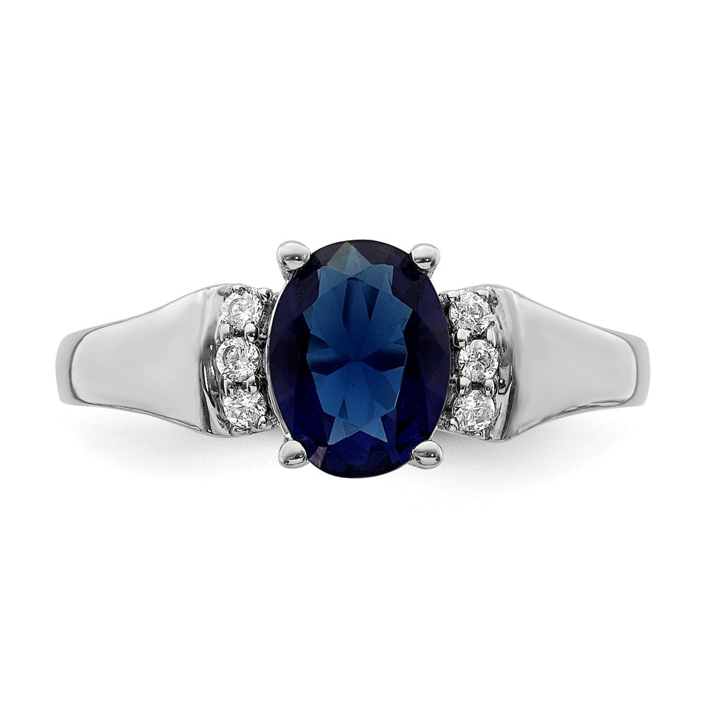 14K White Gold Real Diamond & Sapphire Ring