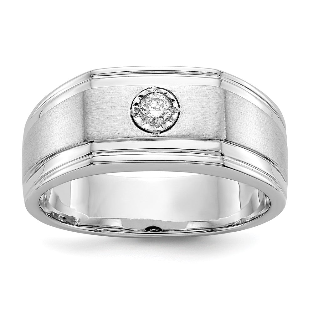 14k White Gold Real Diamond Men's Ring