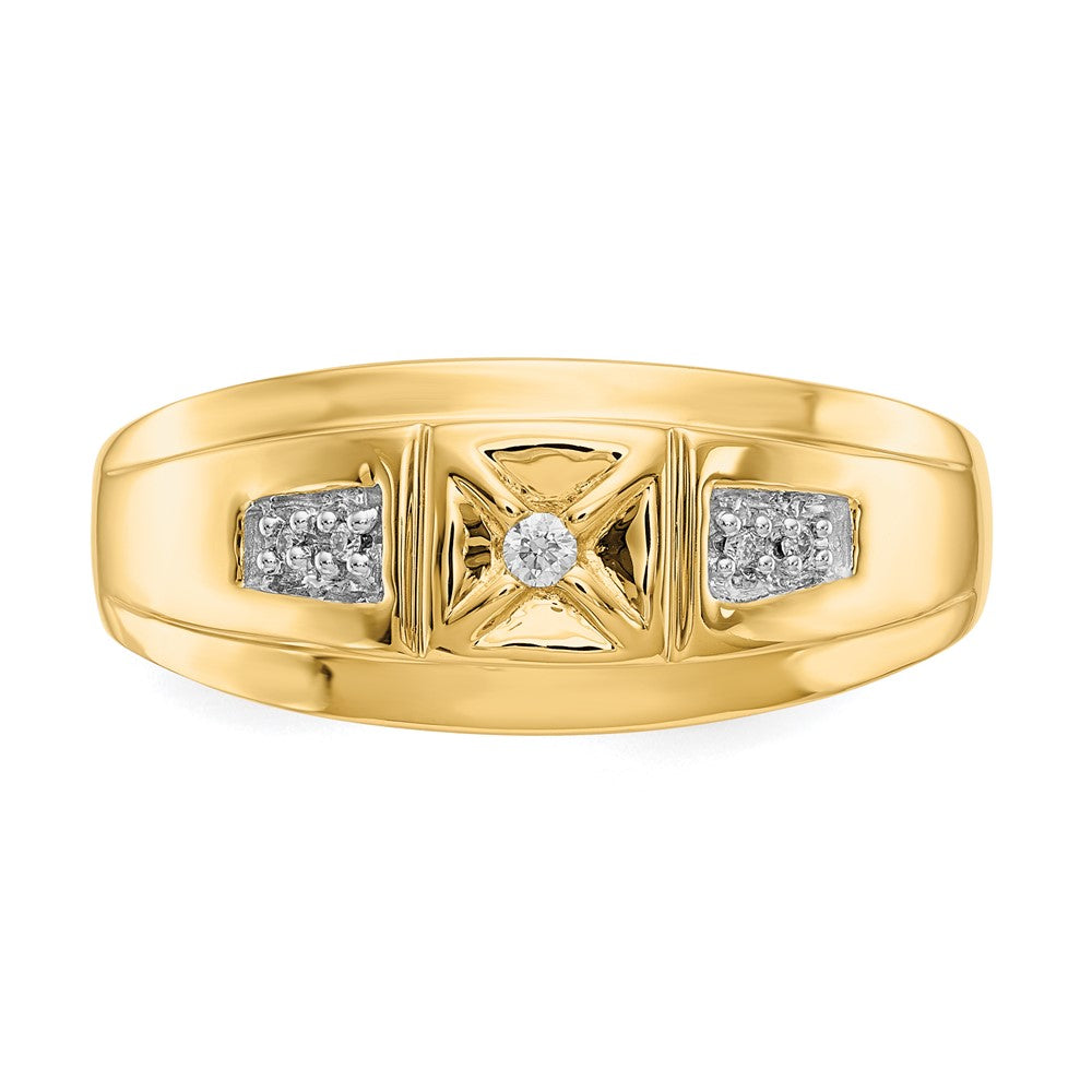 14k Yellow Gold and Rhodium Real Diamond Mens Ring