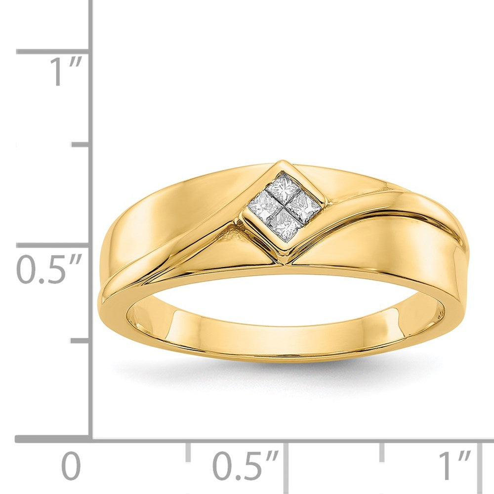 14K Yellow Gold Real Diamond Mens Ring