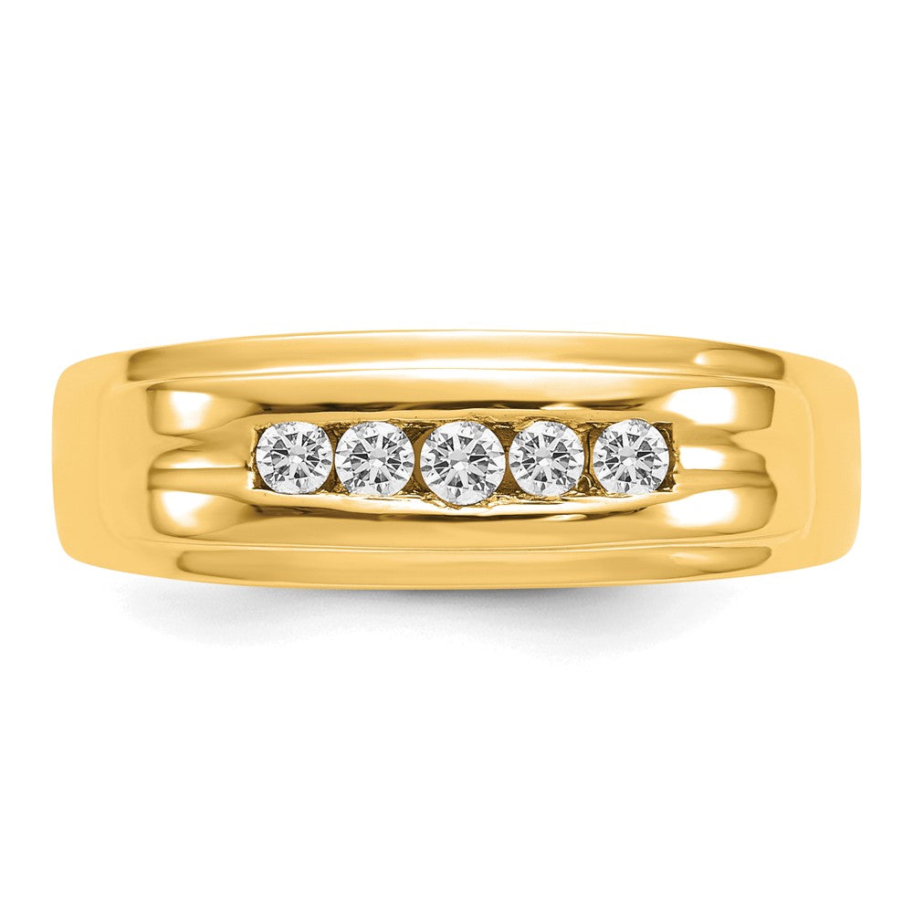 14K Yellow Gold Real Diamond Mens 5-stone Ring