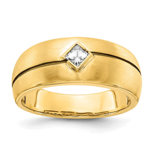 14K Yellow Gold Real Diamond Enameled Men's Ring