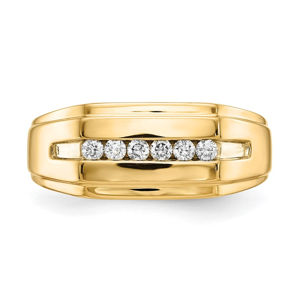 14K Yellow Gold Real Diamond 6-stone Mens Ring