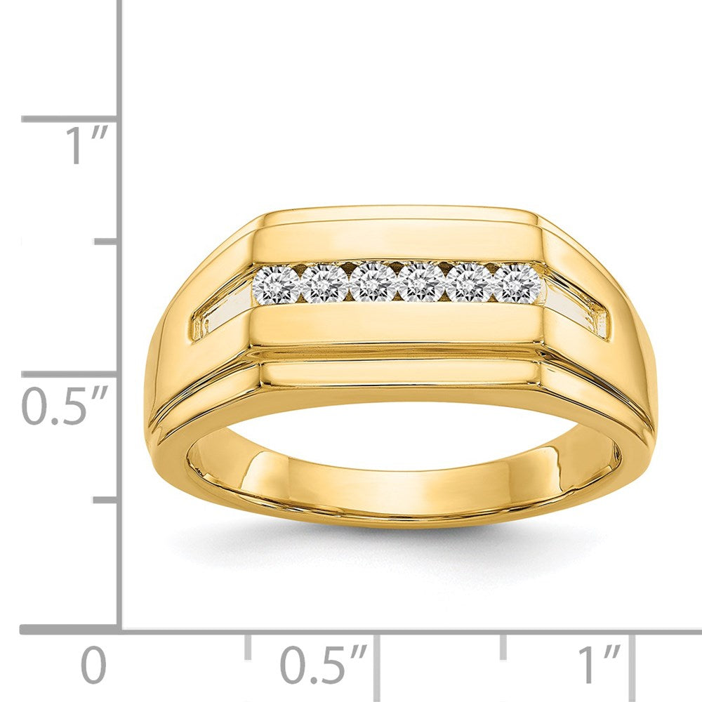 14K Yellow Gold Real Diamond 6-stone Mens Ring