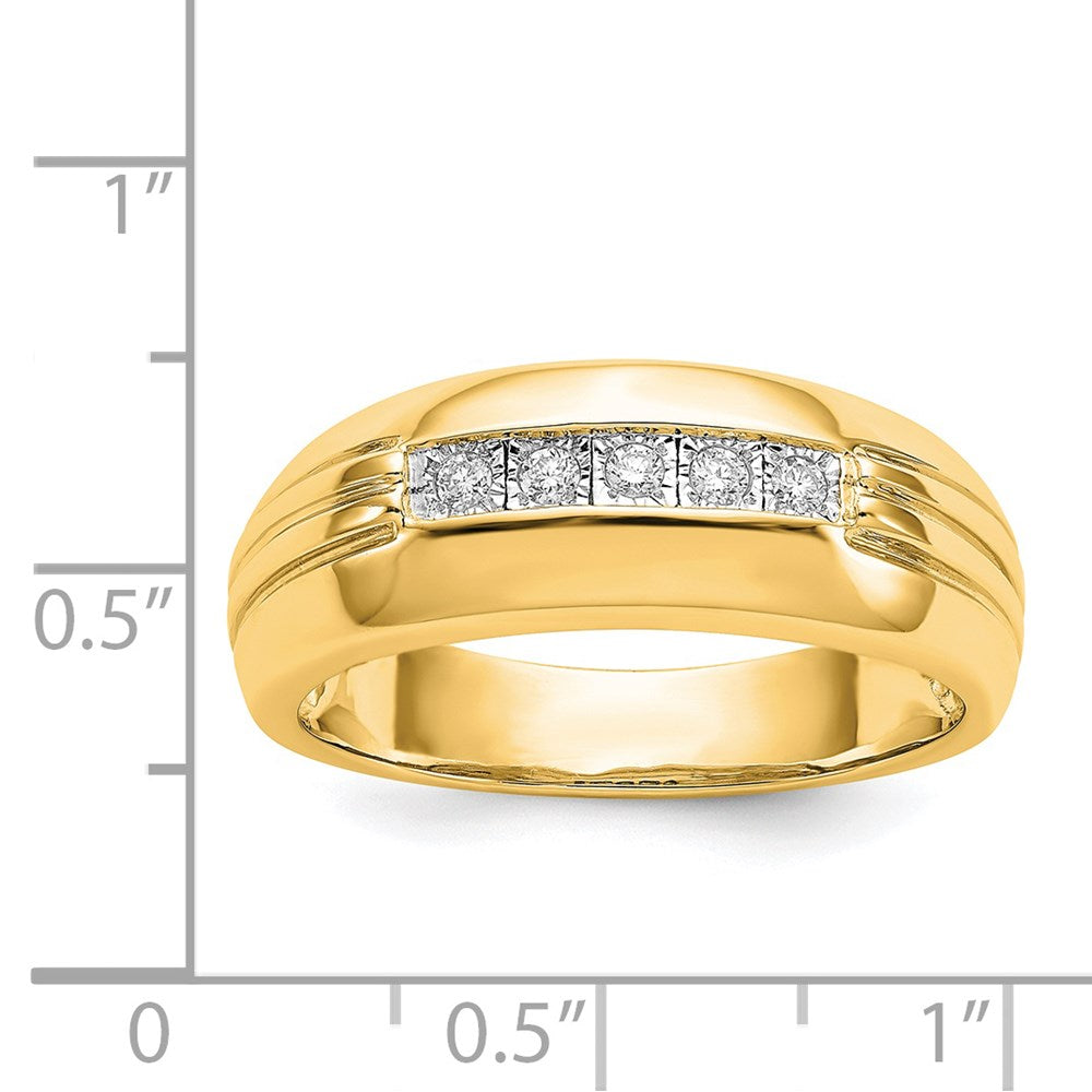 14K Yellow Gold Real Diamond 5-stone Mens Ring