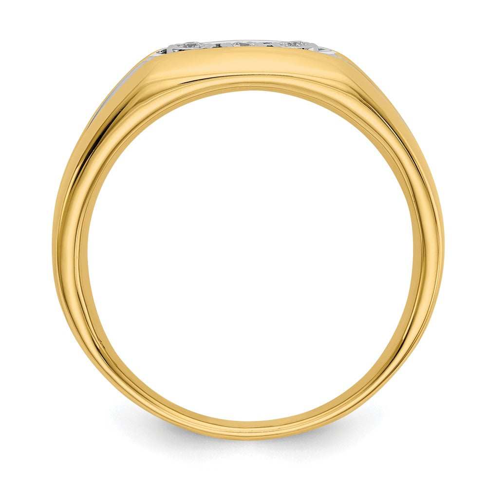 14K Yellow Gold Real Diamond Mens Ring