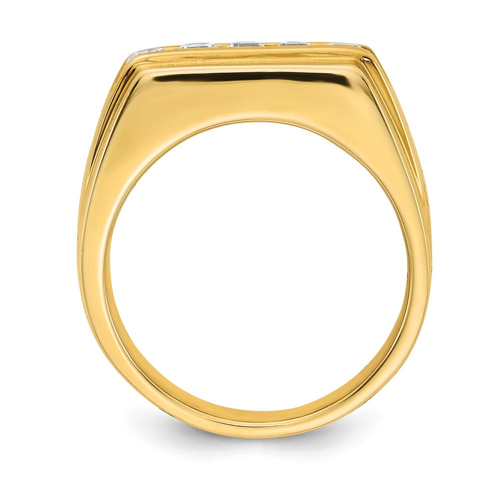 14K Yellow Gold Real Diamond 5-stone Mens Ring