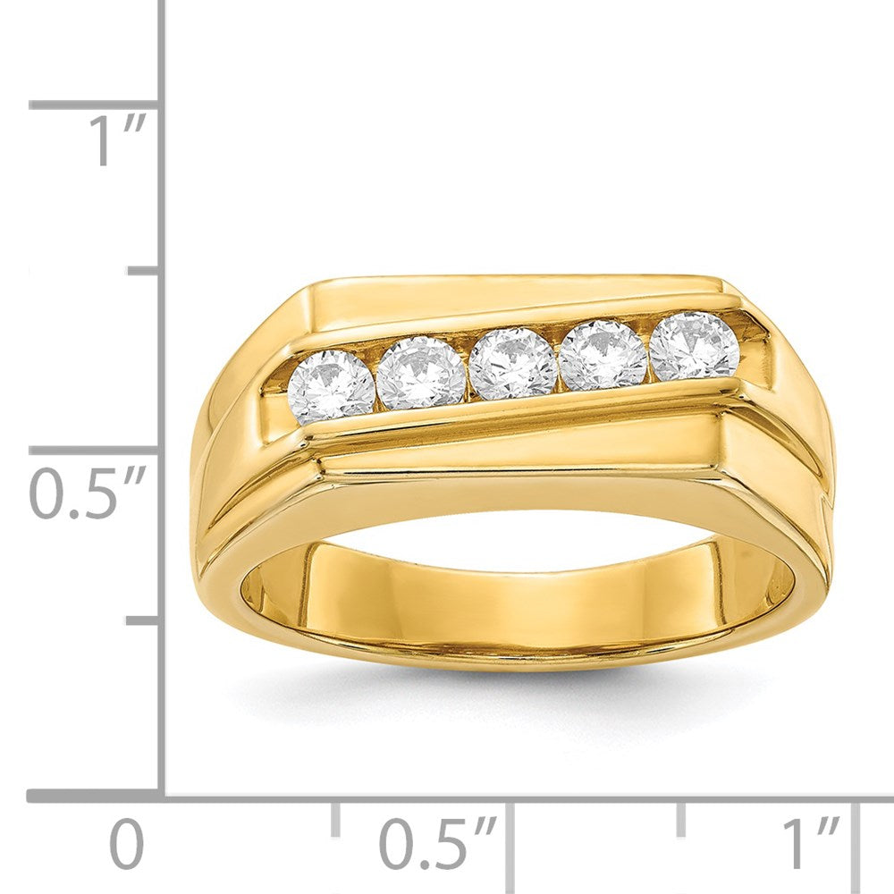 14K Yellow Gold Real Diamond 5-stone Mens Ring