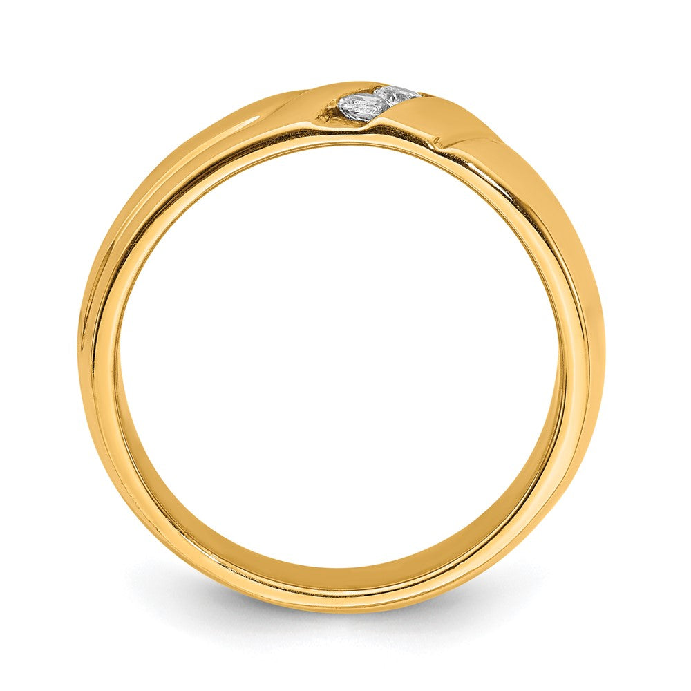 14K Yellow Gold Real Diamond 3-stone Mens Ring