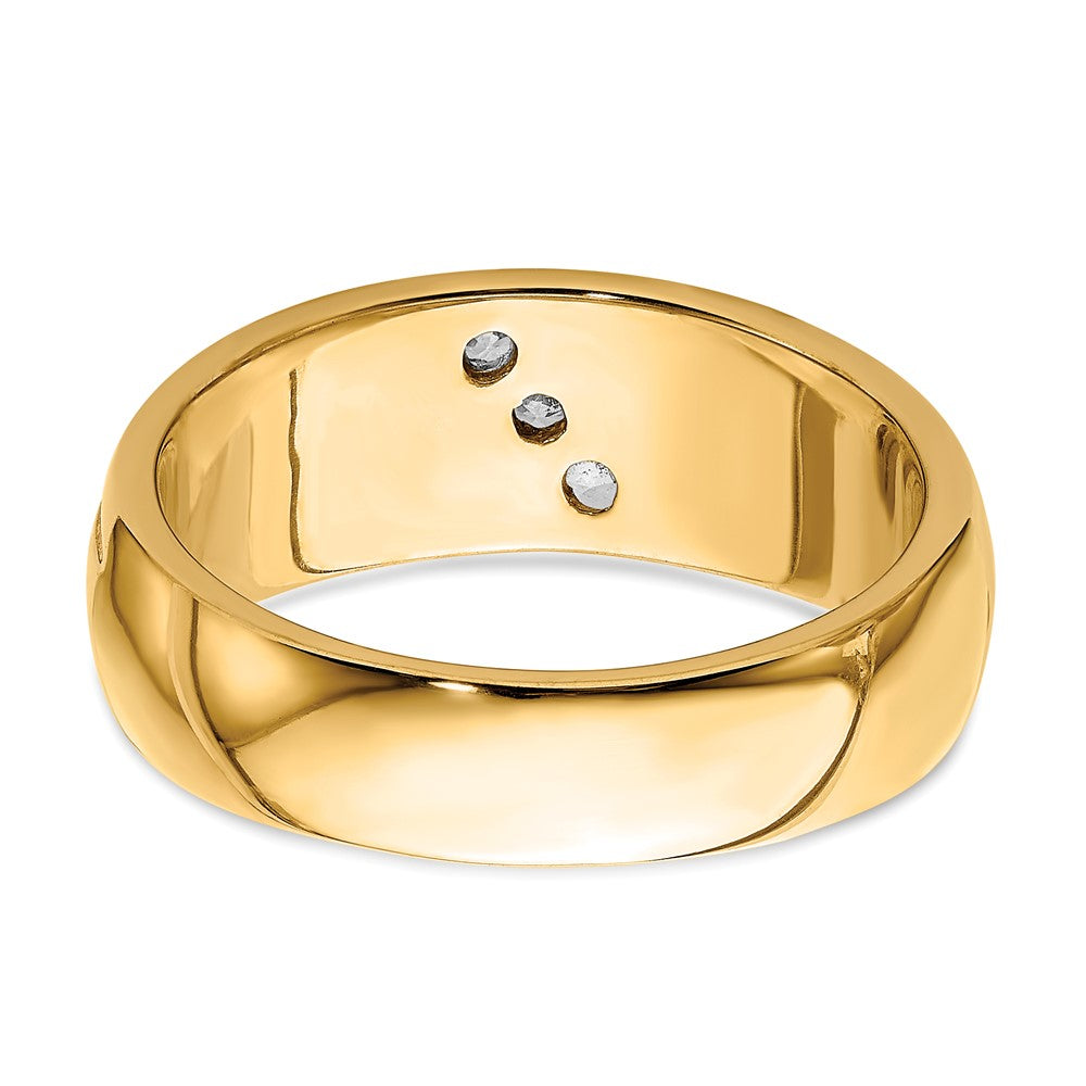 14K Yellow Gold Real Diamond 3-stone Mens Ring