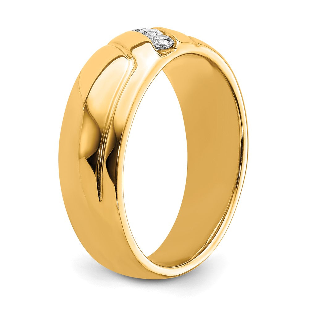 14K Yellow Gold Real Diamond 3-stone Mens Ring