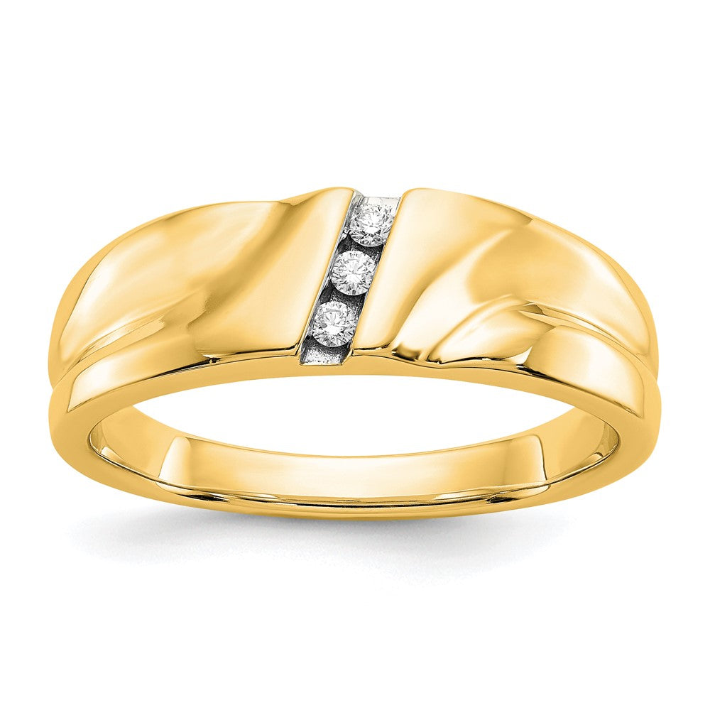 14K Yellow Gold Real Diamond Mens Ring