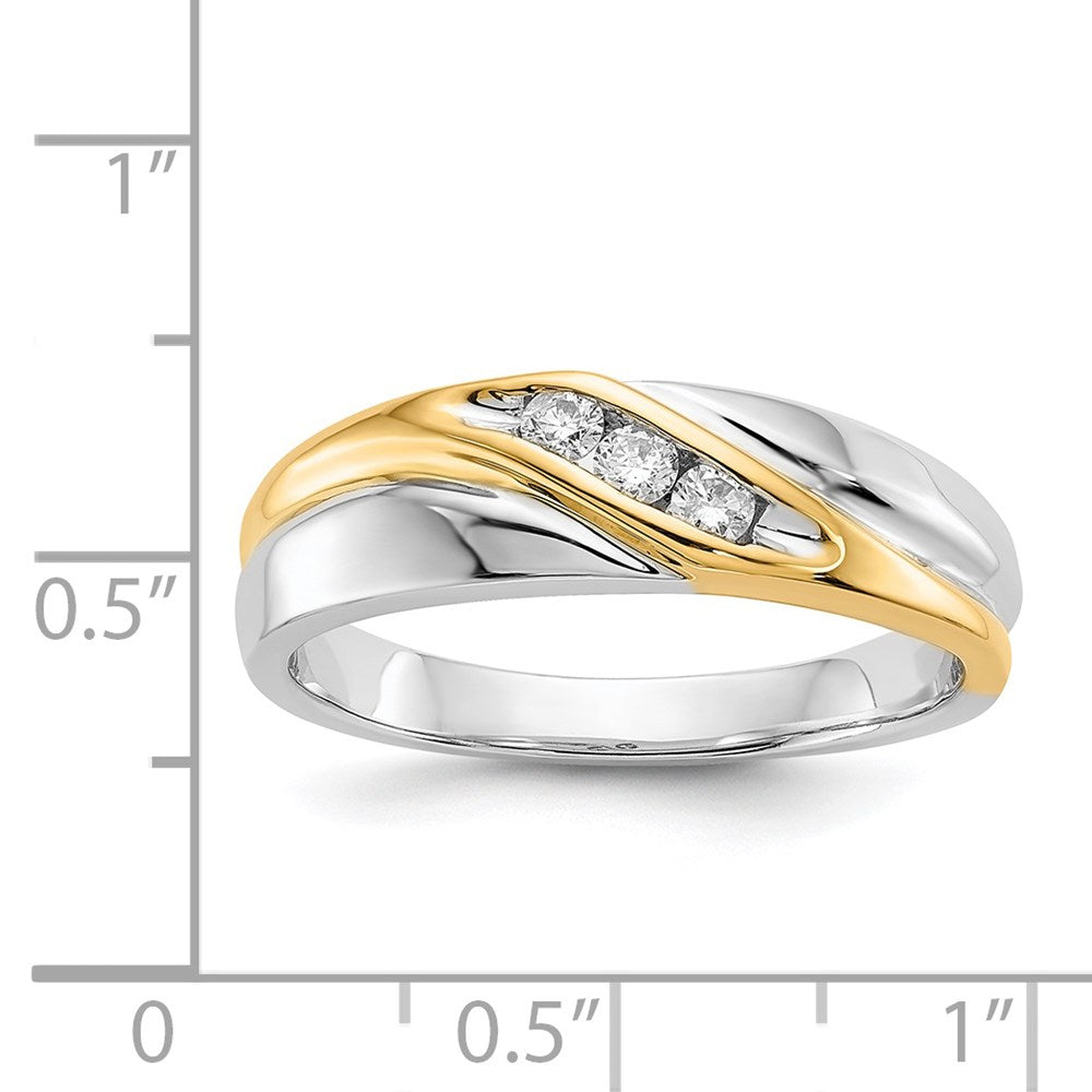 14k Two-Tone Gold Real Diamond Mens Ring