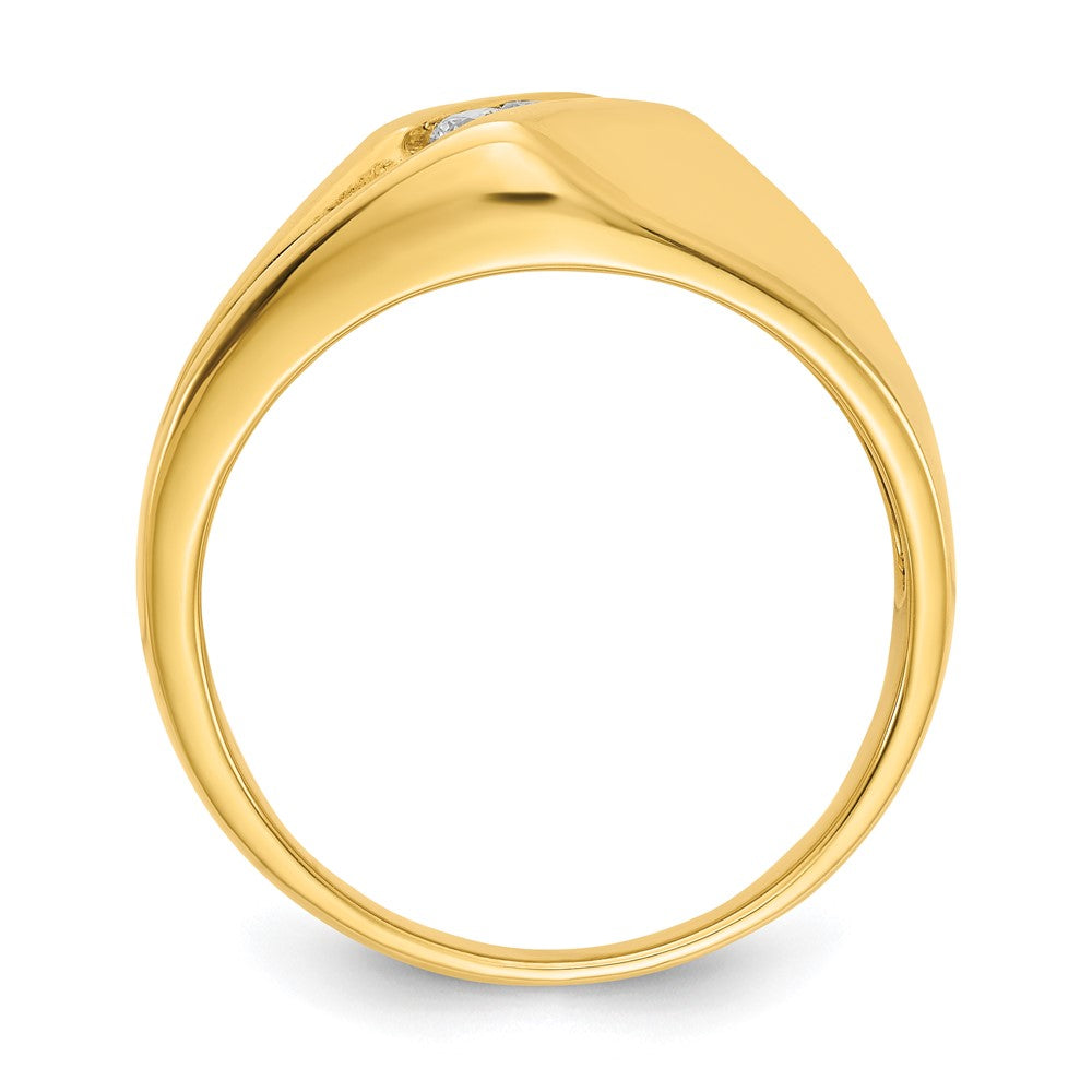 14K Yellow Gold Real Diamond Mens Ring