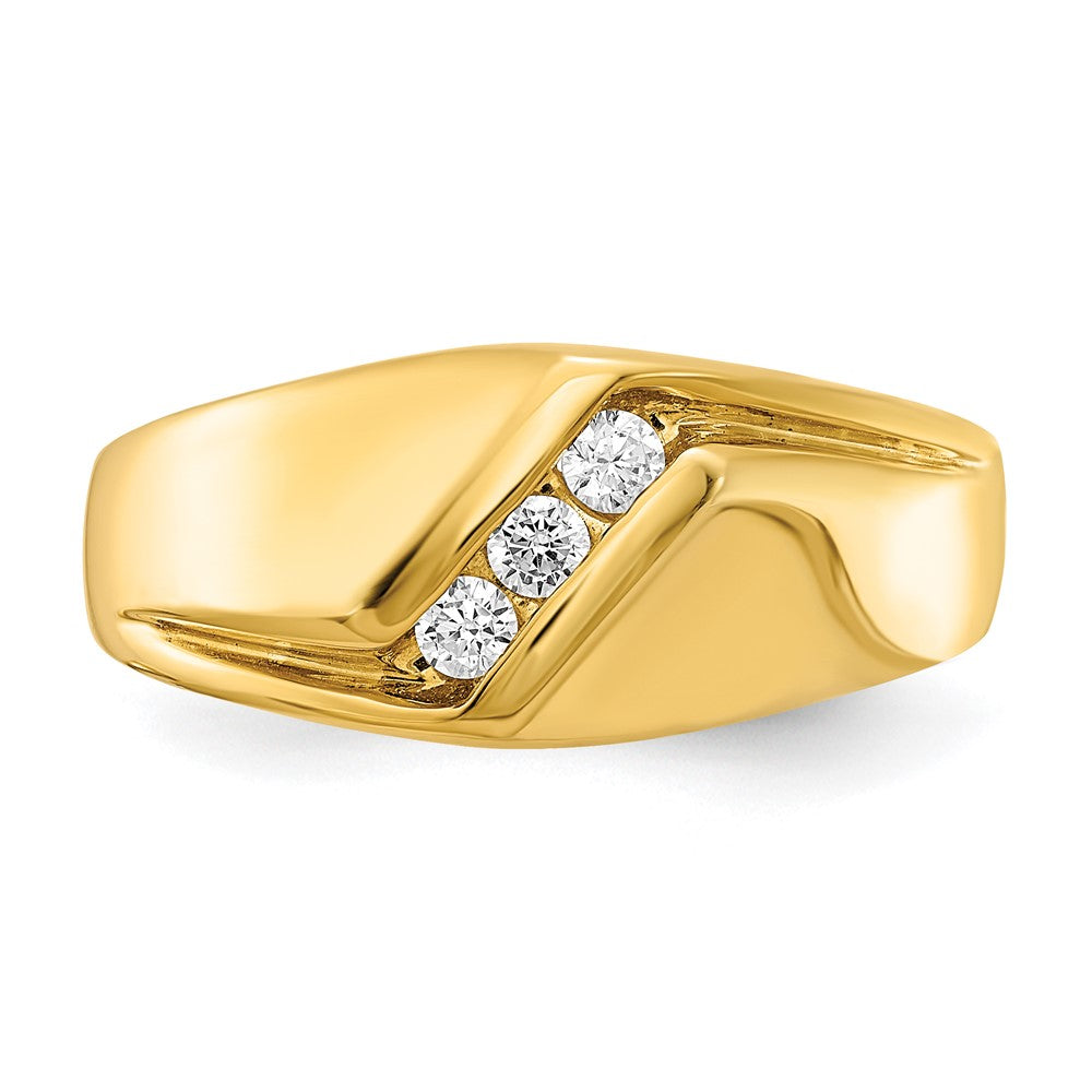 14K Yellow Gold Real Diamond Mens Ring