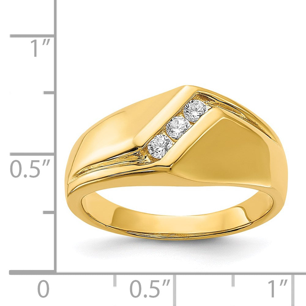 14K Yellow Gold Real Diamond Mens Ring