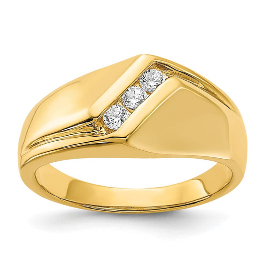 14K Yellow Gold Real Diamond Mens Ring