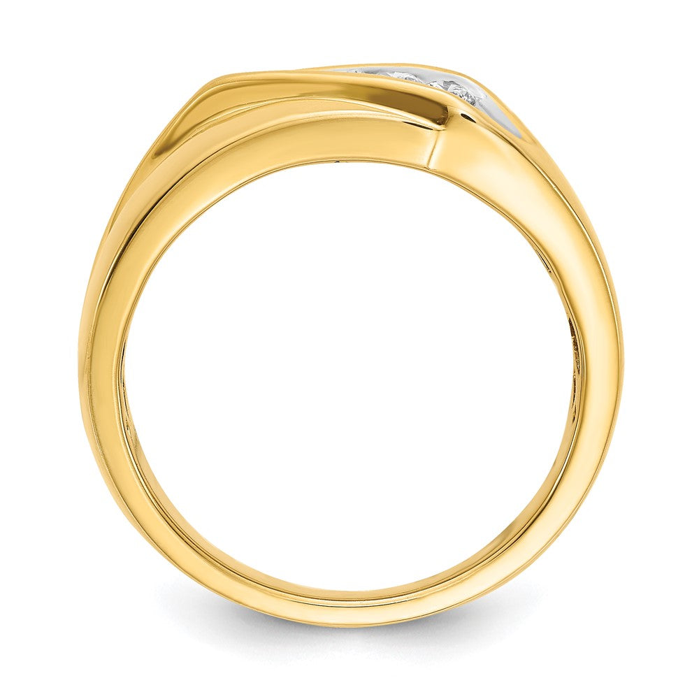 14K Yellow Gold Real Diamond Mens Ring