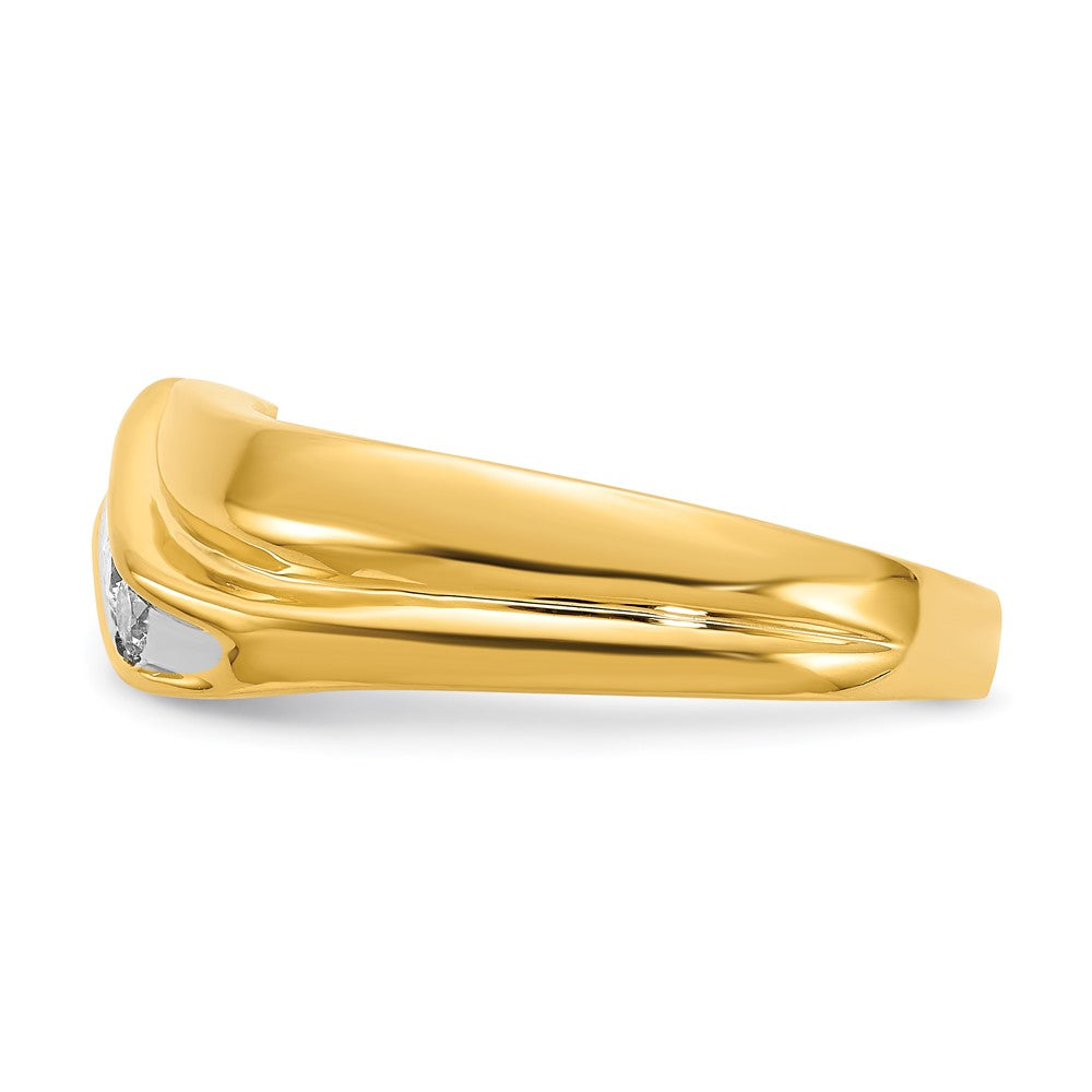 14K Yellow Gold Real Diamond Mens Ring