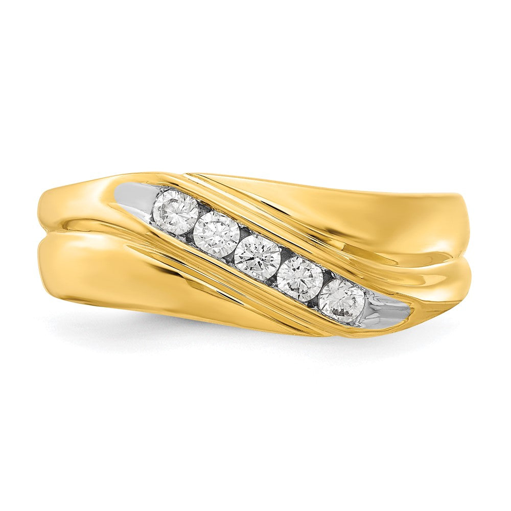 14K Yellow Gold Real Diamond Mens Ring